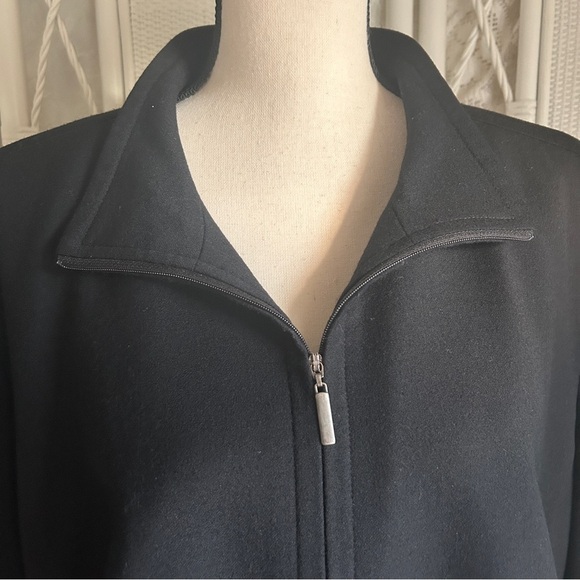 Talbots Black Blazer Jacket Zip Front Wool Stretch Women Plus size 18W - Picture 3 of 15